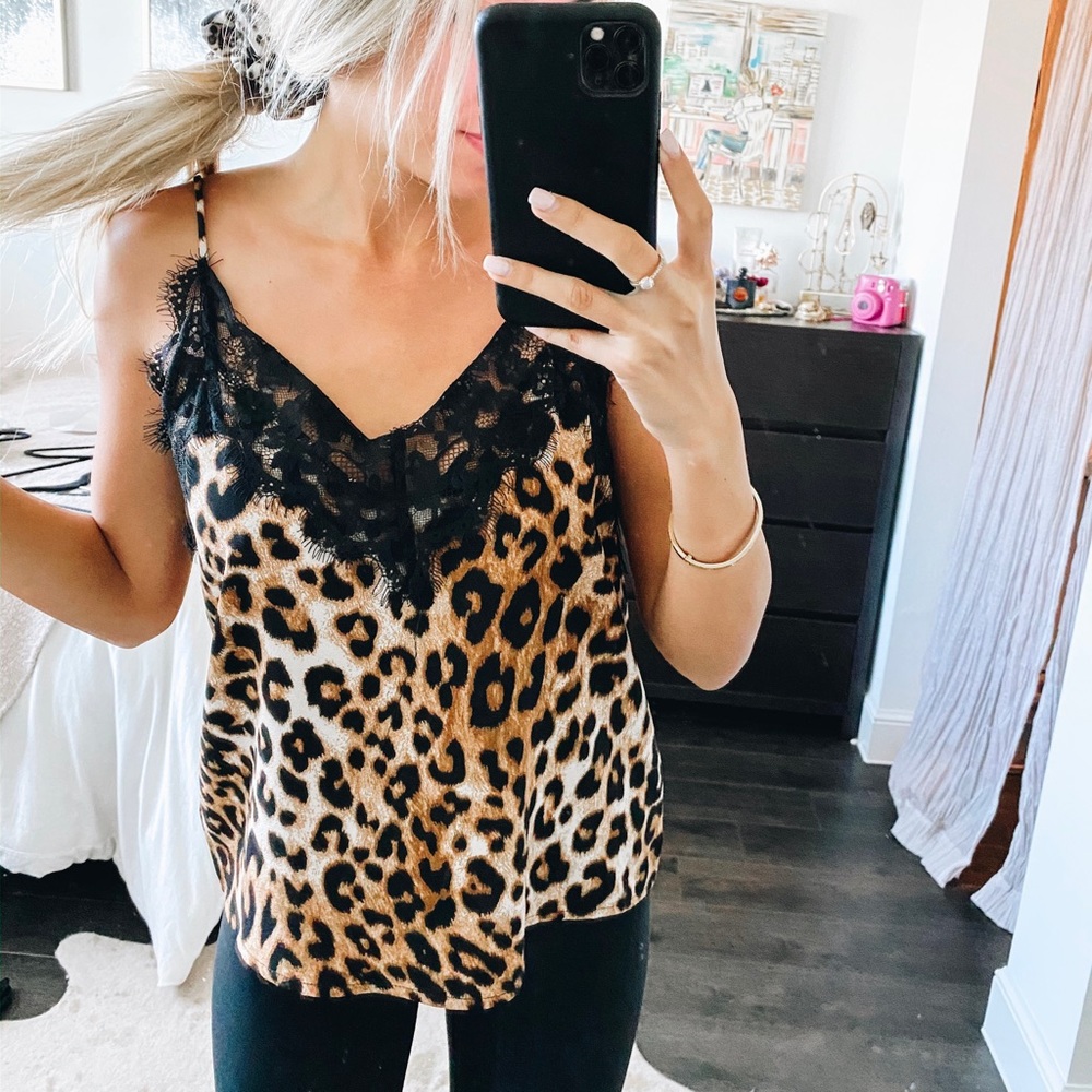 Cheetah lace tank